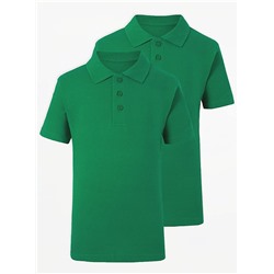 Green Short Sleeve School Polo Shirts 2 Pack