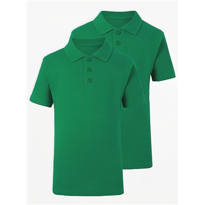 Green Short Sleeve School Polo Shirts 2 Pack