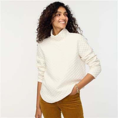 Quilted mockneck pullover