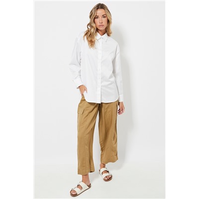 Pantalón recto cargo - Beige