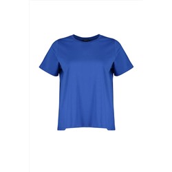 Saks Regular Fit Basic Bisiklet Yaka %100 Pamuk Örme Büyük Beden T-Shirt TBBSS22TS0733