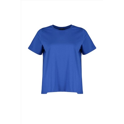 Saks Regular Fit Basic Bisiklet Yaka %100 Pamuk Örme Büyük Beden T-Shirt TBBSS22TS0733