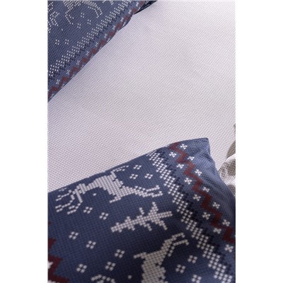 Manchot King Size %100 Pamuk Ranforce Baskılı Nevresim Takımı - Lacivert