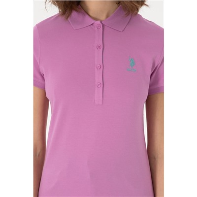 Kadın Fuşya Basic Polo Yaka Tişört