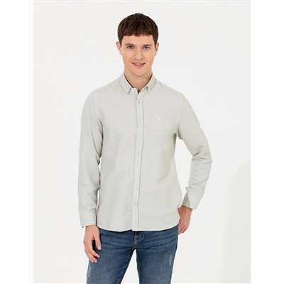Haki Slim Fit Uzun Kollu Gömlek