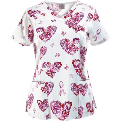 Trust Your Journey Scrubs Empower Pink Print Top
