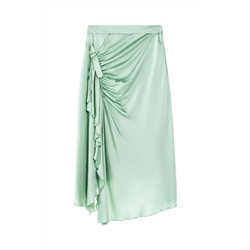 Falda asimétrica de seda Verde