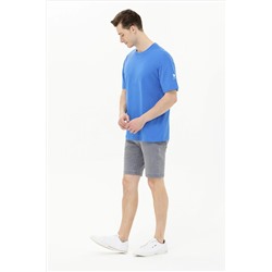 Erkek Saks Oversize Bisiklet Yaka Tişört