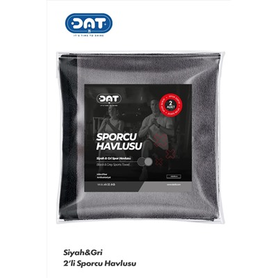 DAT35, İkili Sporcu Havlu Seti Microfiber Gym Fitness Plates Boks Tenis Antibakteriyel Spor Havlusu 48x90cm