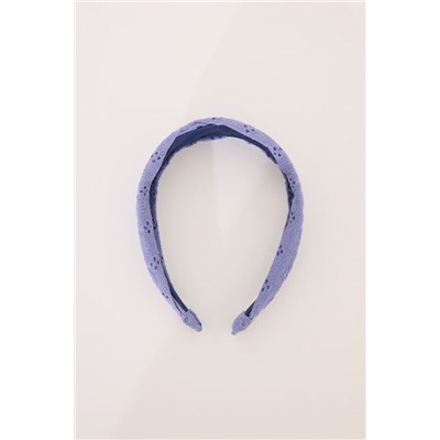 Diadema pelo azul y blanco bordado
