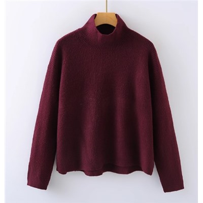 Однотонный свитер с высоким воротом из мягкой шерстяной смеси