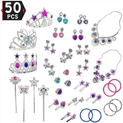 Liberty Imports Princess Jewelry Dress Up Accessories Toy Playset for Girls (50 pcs)