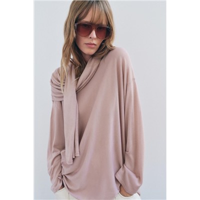 KNIT SWEATER WITH SCARF