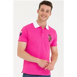 Erkek Fuşya Basic Polo Yaka Tişört
