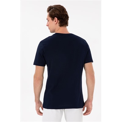 Erkek Regular Fit Bisiklet Yaka Lacivert Basic Tişört