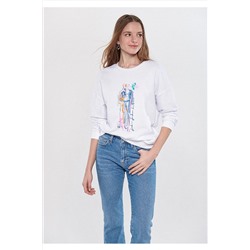 Mavi Denim Kız Baskılı Beyaz Sweatshirt 1611406-620