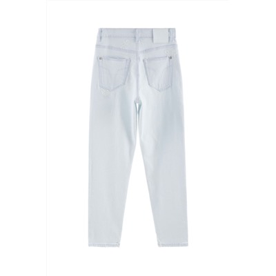Vaquero mom fit de tiro alto Celeste