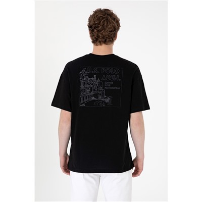 Erkek Oversize Fit Bisiklet Yaka Siyah Tişört