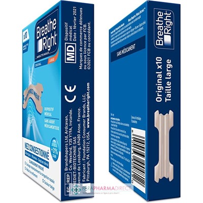 Breathe Right Bandelettes Nasales Original 10 Bandelettes