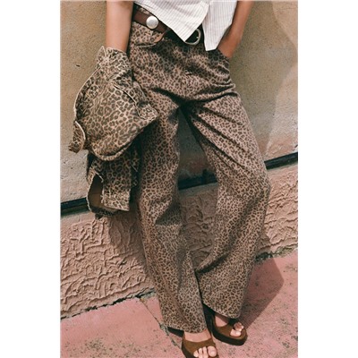 TRF RELAXED FIT HIGH-WAIST ANIMAL PRINT JEANS