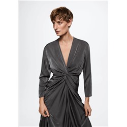 Vestido satinado nudo -  Mujer | MANGO OUTLET España
