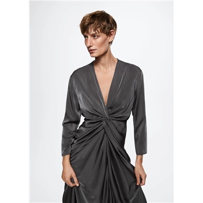 Vestido satinado nudo -  Mujer | MANGO OUTLET España