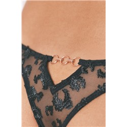 Tanga tul bordado metálico negro