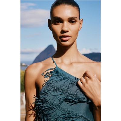 FRINGED MIDI DRESS