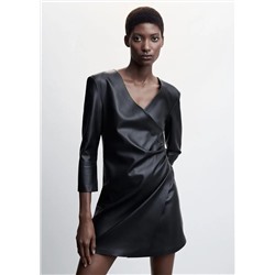 Vestido cruzado efecto piel -  Mujer | MANGO OUTLET España