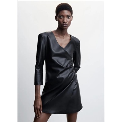 Vestido cruzado efecto piel -  Mujer | MANGO OUTLET España