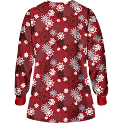 UA Festive Snowflakes Red Print Scrub Jacket