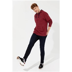 Erkek Vişne Kapüşonlu Sweatshirt