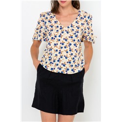 Blusa Amarillo pastel y azul
