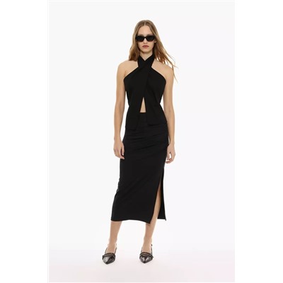 Gathered midi skirt