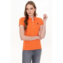Kadın Turuncu Basic Polo Yaka Tişört