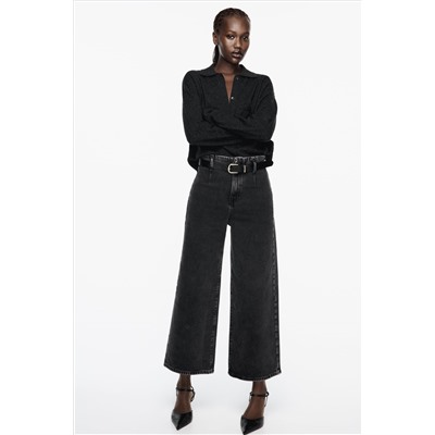 Z1975 WIDE-LEG CROPPED HIGH-WAIST BELTED JEANS