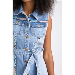 Vestido corto denim patch