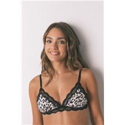 Sujetador triangular NATURAL animal print negro