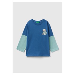 United Colors of BenettonErkek Çocuk Indigo Kolları Renk Bloklu T-Shirt