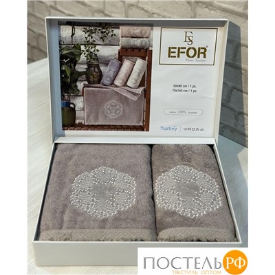 T1153/SM-02 Набор полотенец EFOR из 2-х предметов (50*90 и 70*140) KANAVICE коричневый KAHVE