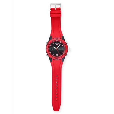 MENS RED STRAP ANA DIGI SPORT WATCH