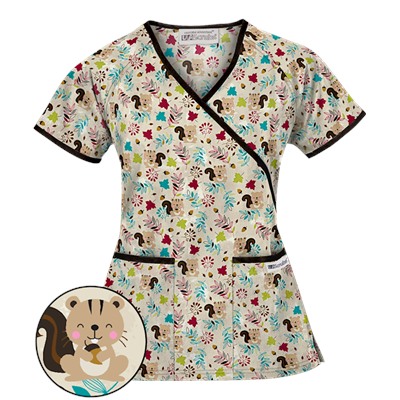 UA Fall Favorite Black Mock Wrap Scrub Top