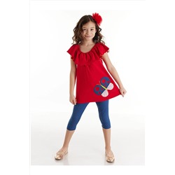 Denokids Fırfırlı Kelebek Kız Çocuk Tunik Tayt Takım CFF-21Y1-019