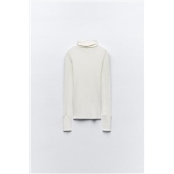 SEMI-SHEER DELICATE COTTON TOP WITH CUFFS AND SEAM DETAIL