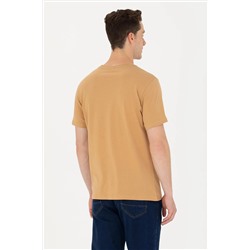 Erkek Camel Basic Bisiklet Yaka Tişört