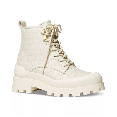 MICHAEL MICHAEL KORS Women's Payton Signature Logo Lace-Up Lug Sole Combat Booties