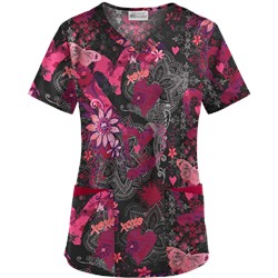 UA Artsy Hearts Black Scrub Top