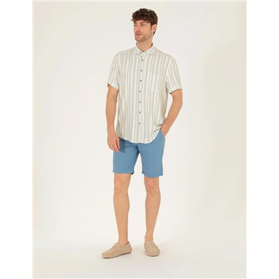 Koyu Mavi Slim Fit Bermuda Şort