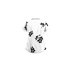 UA Spacious Bouquet White Scallop Neck Scrub Top