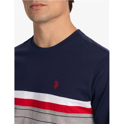 COLOR BLOCK YARN DYE STRIPE T-SHIRT